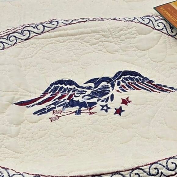 Patriotic Cracker Barrel Liberty Pillow Shams x2 American Eagle Red White & Blue - Picture 5 of 13